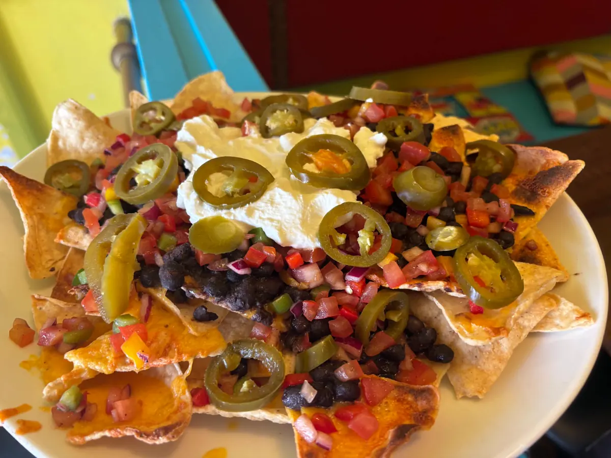 Loaded nachos with jalapeños