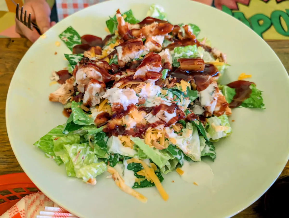 Fresh salad with BBQ drizzle